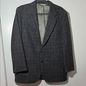 Vintage Made in USA Gray Herringbone 100% Wool Blazer